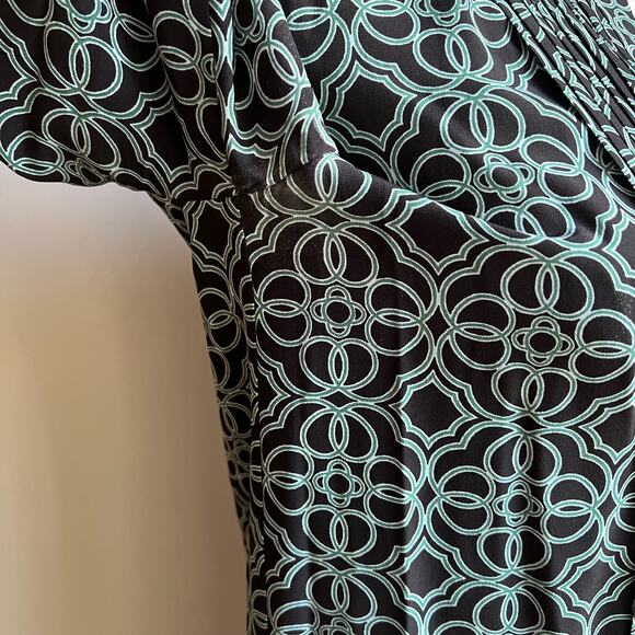 Tory Burch Massey Silk  Mini Dress Tunic Abstract Women's Size 0 XS Blue Green - Picture 5 of 10